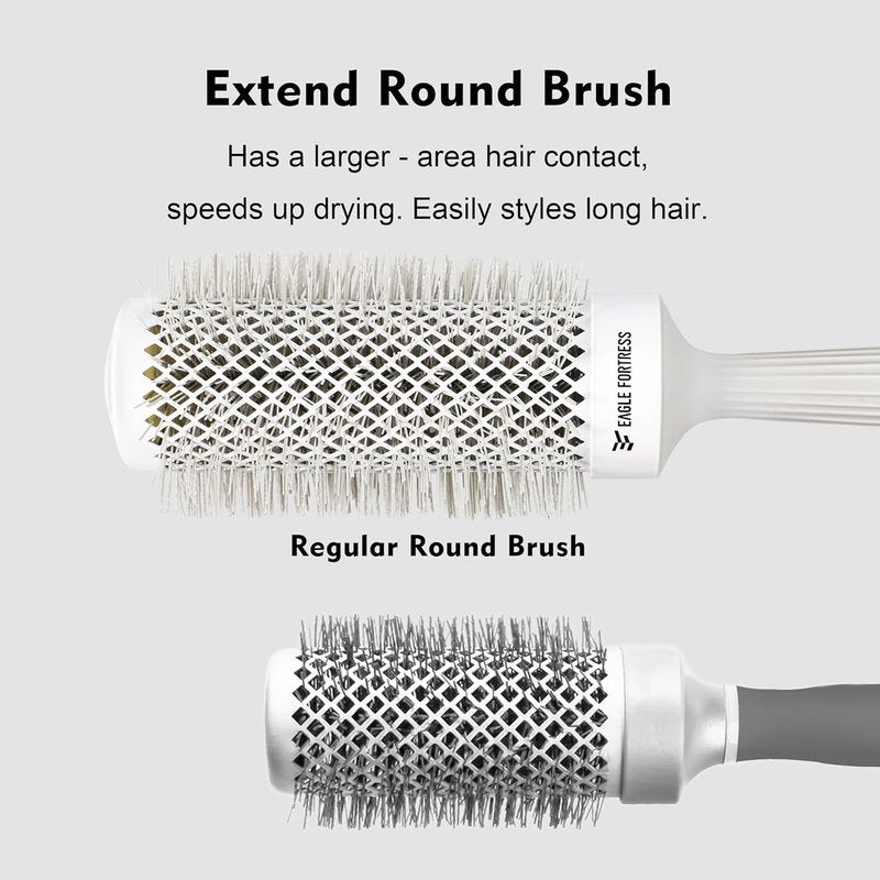 Eagle Fortress Round Brush - Thermal Ceramic Hair Brush for Professional Blowouts | 0.98 Inch, Grey