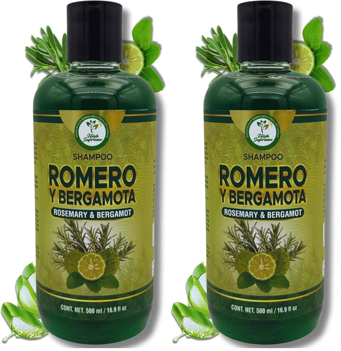 Nourishing Rosemary Aloe Vera Bergamot Shampoo - Sulfate-Free Hair Care | 16.9 fl oz (Pack of 2)