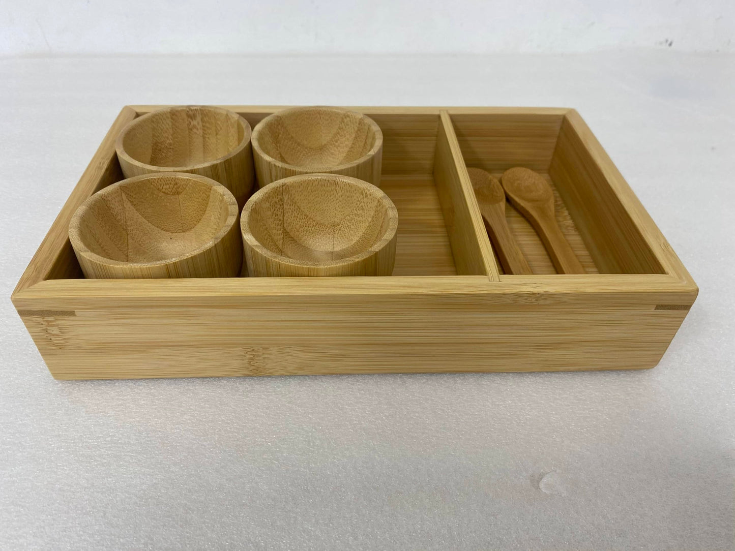Pedicure Spa Tray, Bamboo Tray Set includes 4 bamboo bowls, bamboo spoon, Bamboo Spa Tray: 10 x 6 x 1.3 inches