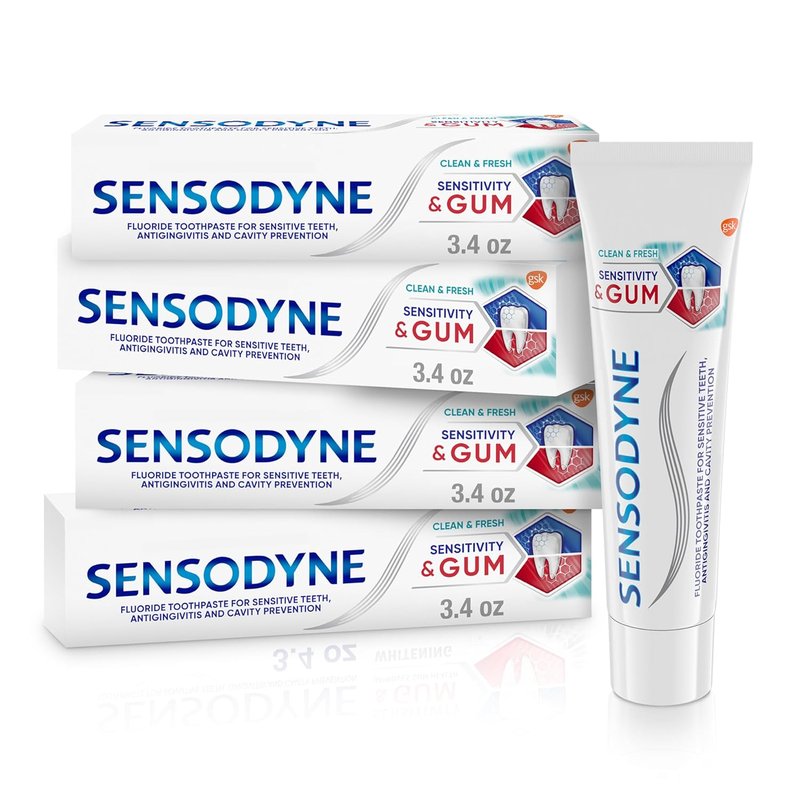 Sensodyne Sensitive Toothpaste for Gingivitis - Gentle Care for Sensitive Teeth | 3.4 oz (Pack of 4)