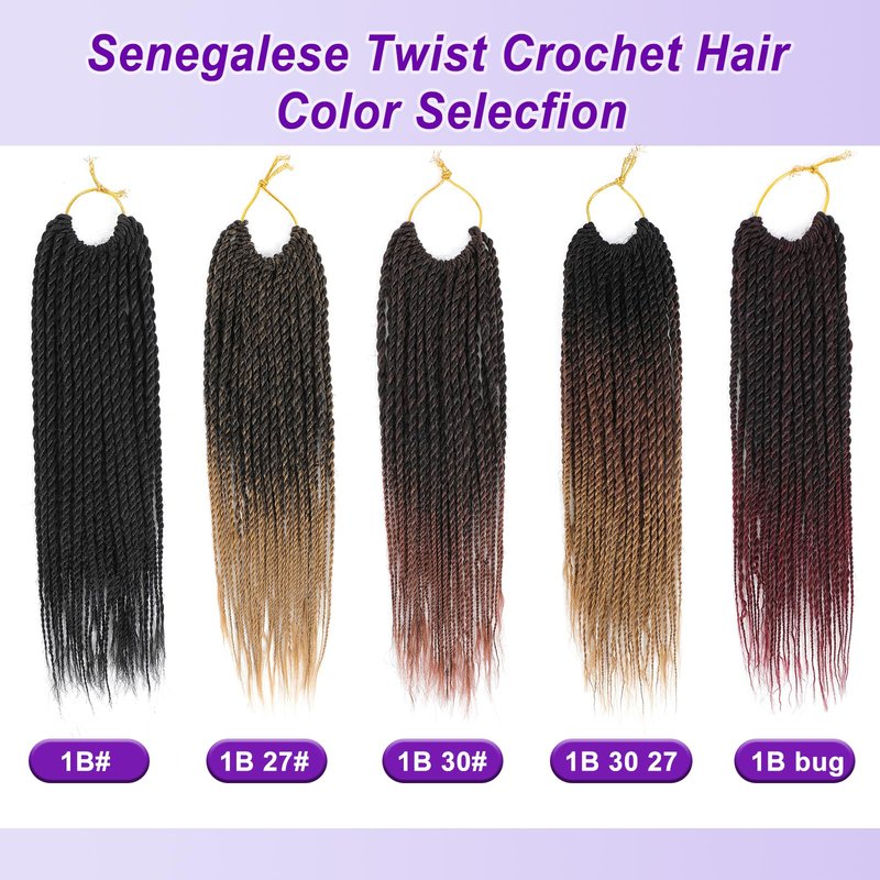 BAOTA Senegalese Twist Crochet Hair for Women Ombre Brown 12 Inch 8 Packs Short Crochet Hair for Black Women Pre Looped Small Braids Micro Twist Crochet Hair with Natural Ends T30