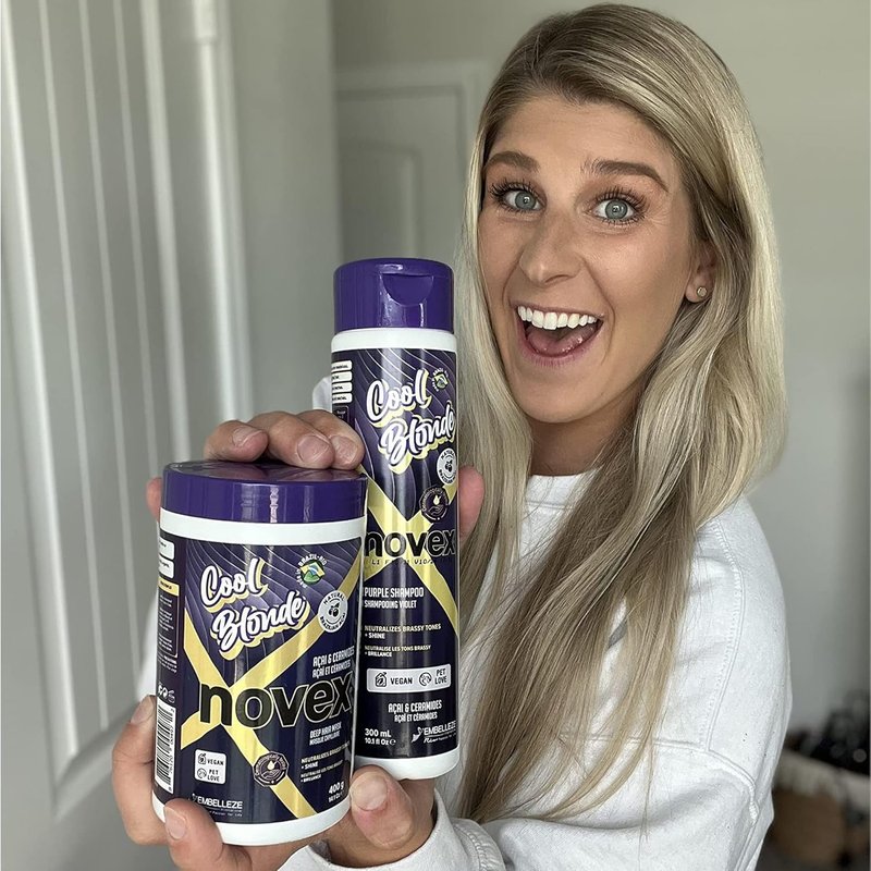 NOVEX Cool Blonde Purple Toning Shampoo - Neutralizes Brassiness with Acai Extract & Ceramides | 10.1oz (300ml)