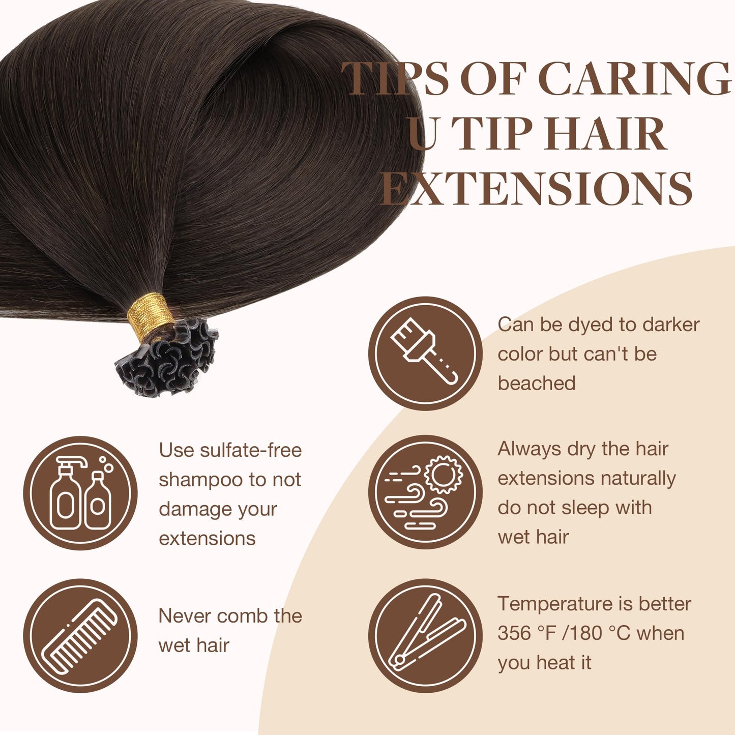GOO GOO U Tip Hair Extensions, Real Human Hair, 14inch 50g 50S, Hot Fusion, Invisible Remy, 2A Light Brown