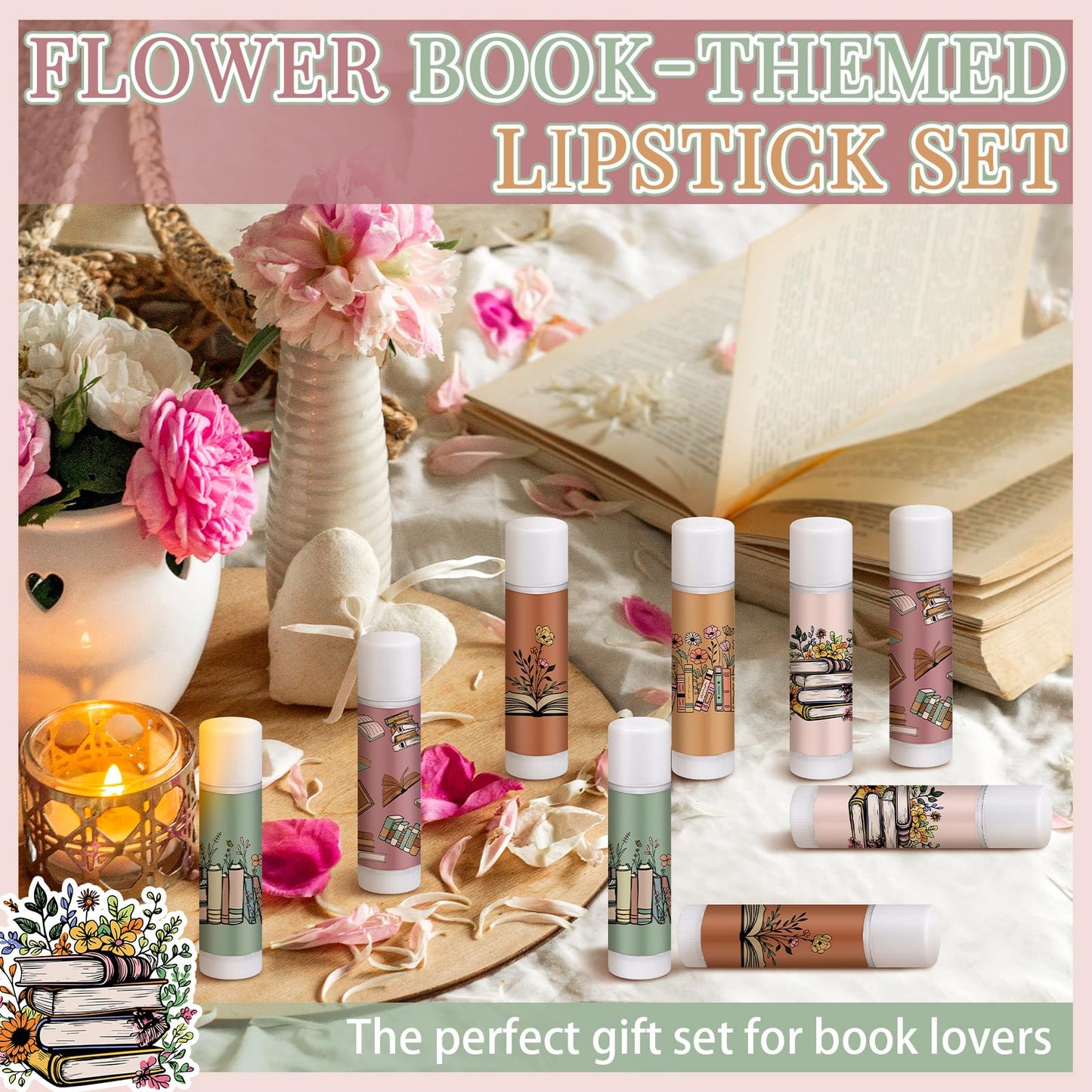 Leelosp 50 Pack Book Club Lovers Gifts Bulk Bookish Lip Balms Party Supplies Reading Accessories Librarian Bookworms Readers Gifts for Women Men Coworker Employee Teachers Students