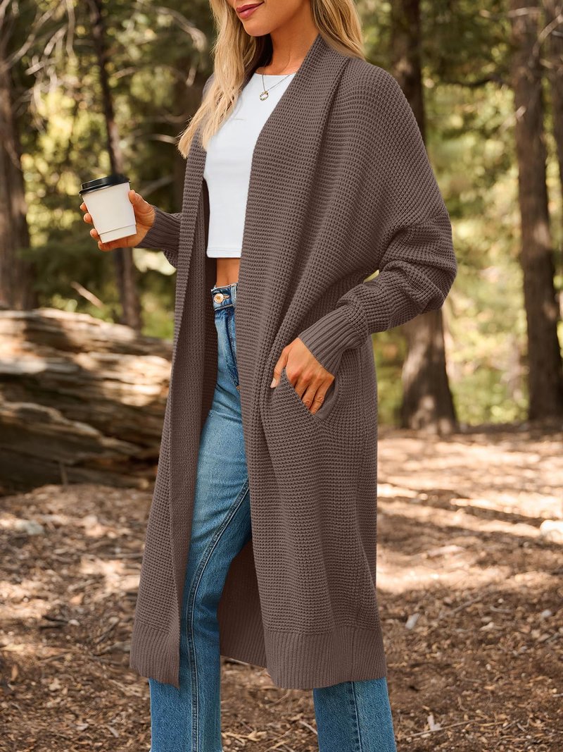 LILLUSORY Long Cardigan Sweaters for Women Fall Trendy Oversized Open Front Winter Coat Blazer 2025 Cozy Chunky Knit Sweater Jacket Outwear Coats Khaki M