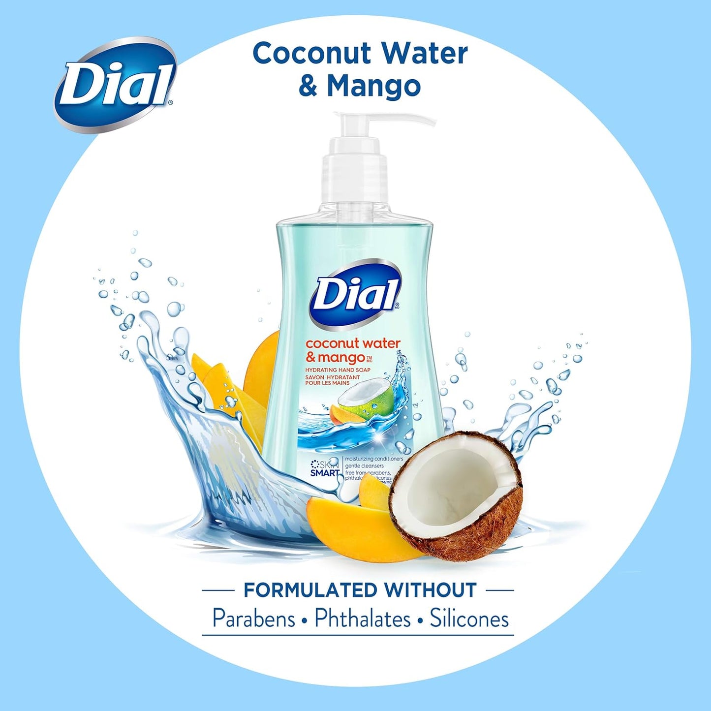Dial Liquid Hand Soap - Coconut Water & Mango, 7.5oz | Pack of 12