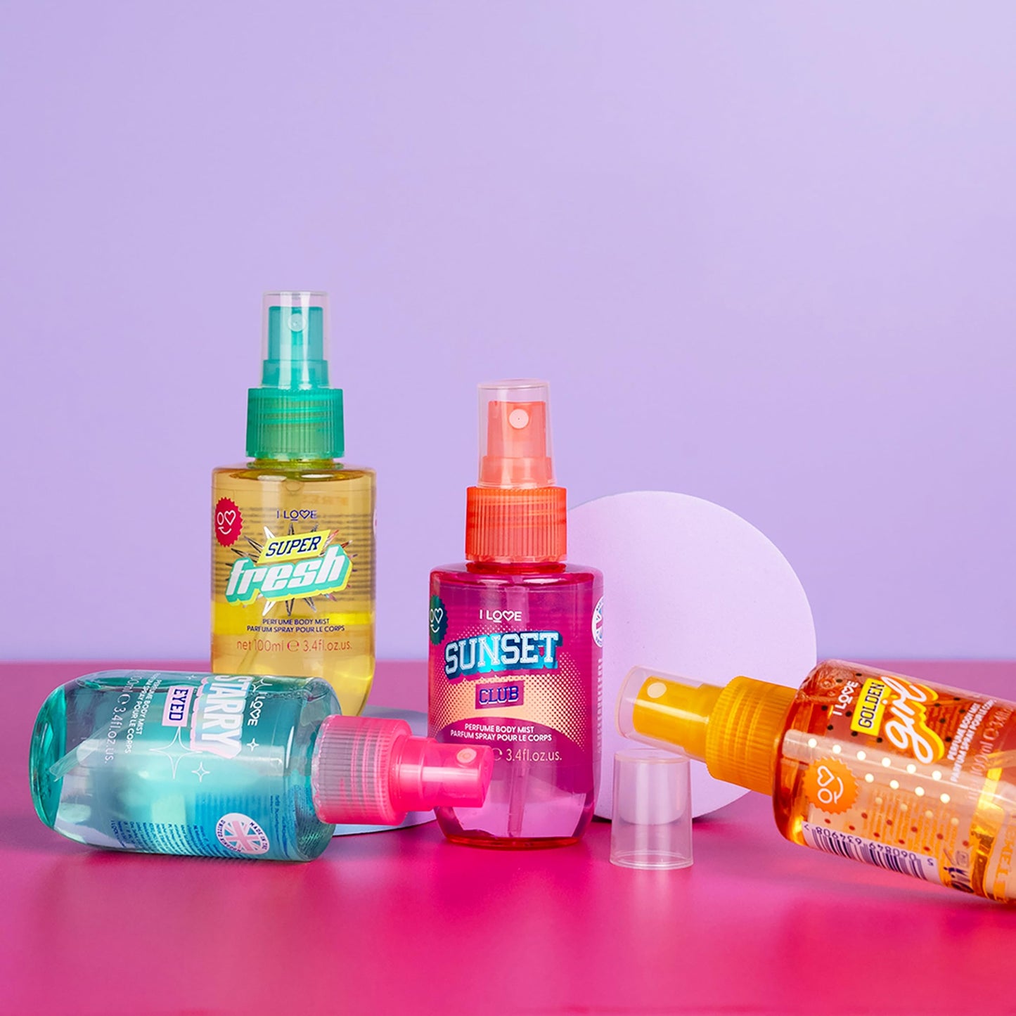 I LOVE Cosmetics In The Bag - Body Sprays for Women - Perfumed Body Mists with Vanilla - Ideal for Purses and Backpacks - Long Lasting - 4 pc