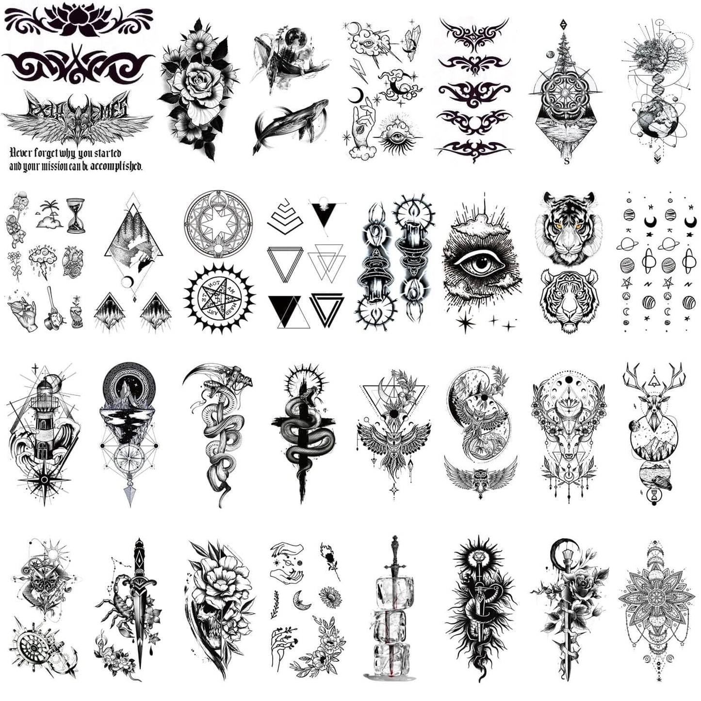 GLARYYEARS Maori Temporary Tattoos for Men Painless Tribal Body Art