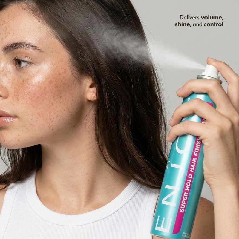 Enjoy Super Hold Hair Finishing Spray, Extra Firm Flexible Hold and Quick-Drying Hairspray, Humidity-Resistant Formula for Volume, Shine, and All-Day Control, 10 Oz