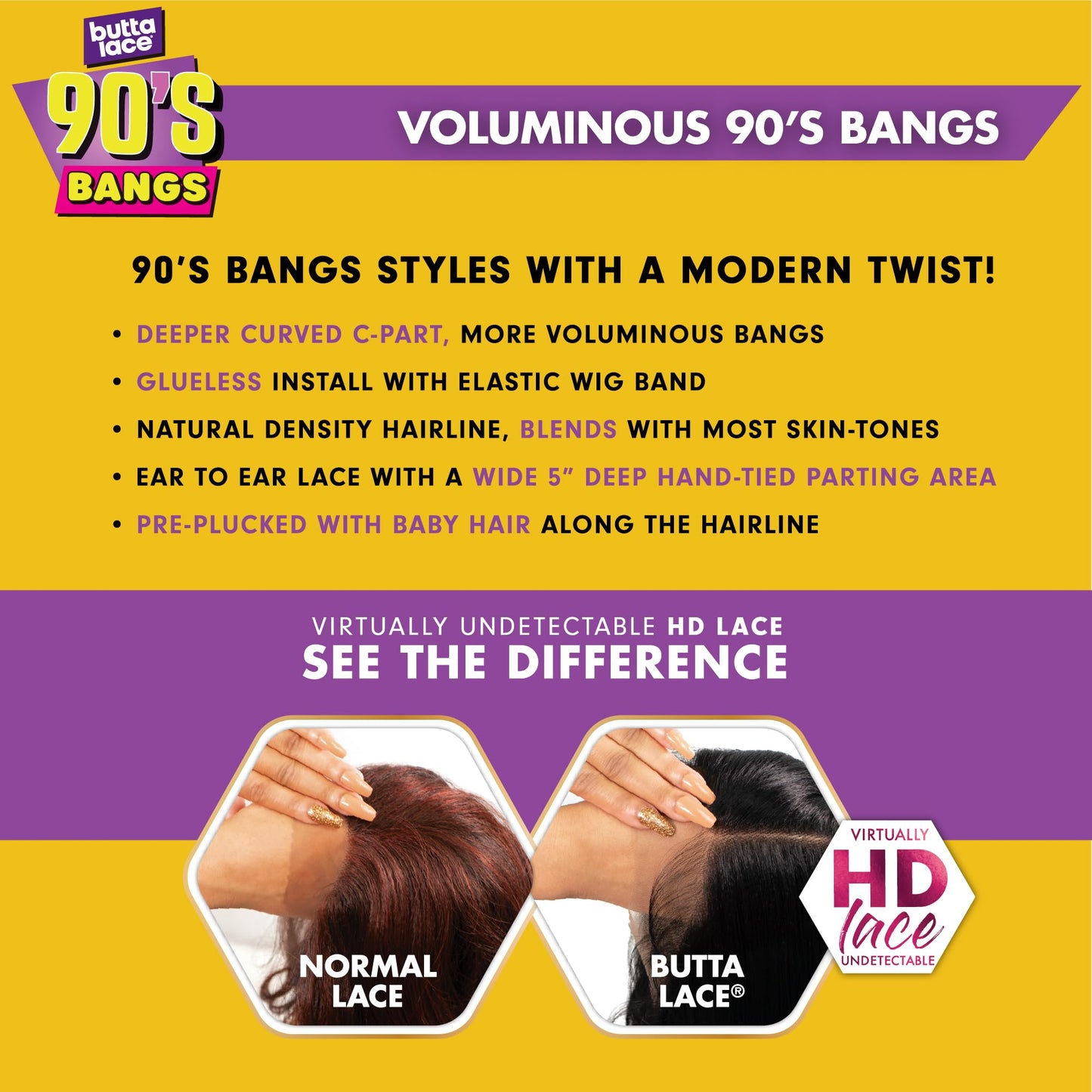 Sensationnel Butta Lace 90Sbangs Wigs - Unit 906 Glueless Wide Deep Part Synthetic Preplucked Hairline (LIGHTASHBROWN)