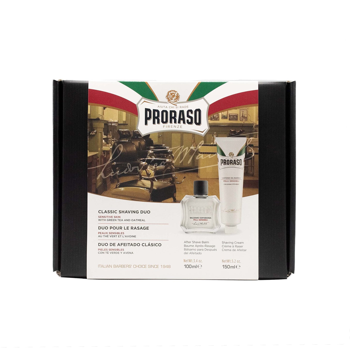 Proraso Shaving Kit - Sensitive Skin Shaving Cream & After Shave Balm for Easily Irritated Skin - Premium Italian Shave Kit Duo for Men - Gift Set for Men