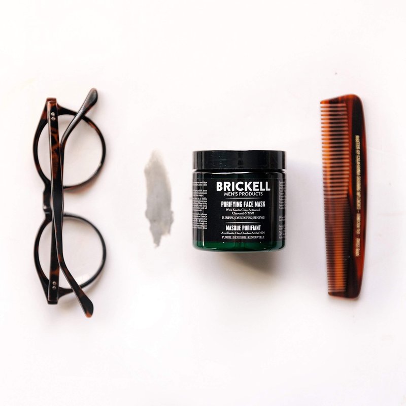 Brickell Men's Purifying Charcoal Face Mask Skin Care Product, Activated Charcoal Facial Mask With Detoxifying Kaolin Clay, Hyaluronic Acid, and Activated Charcoal, 4 Ounce, Unscented