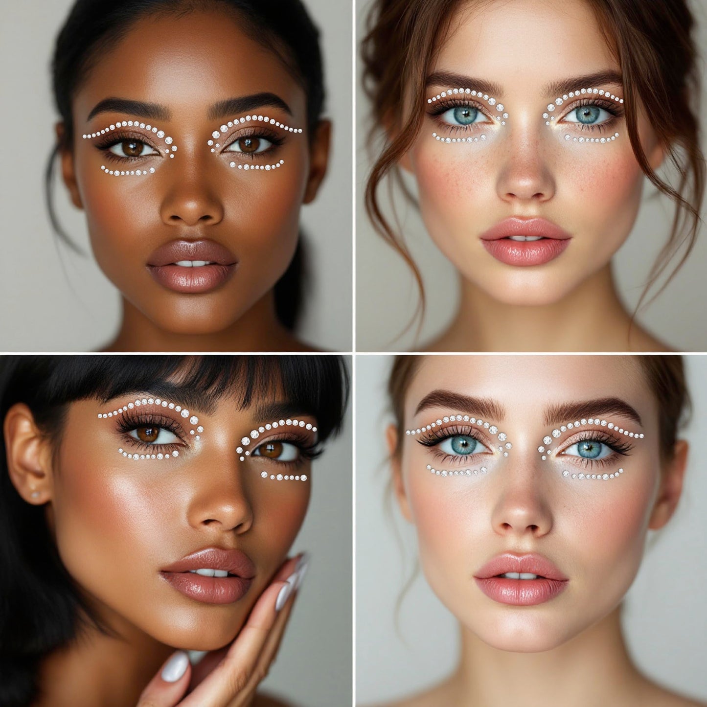 Face Gems – Face Jewels - Self-Adhesive Rhinestone Face Jewels for Makeup, Party & Rave Looks - Eye Gems, Face Glitter, Festival Face Gems, Glitter Tattoo, Self- Adhesive Festival Gems (Clear)