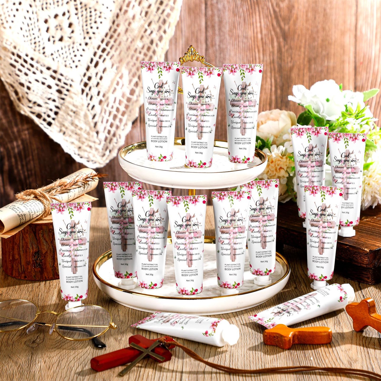 Siifert 48 Pcs Christian Body Lotions Gifts Bulk for Women Mother's Day Church Gifts Mini Travel Christian Lotion Inspirational Bible Verse Body Cream for Family Mom Graduation Teacher Appreciation
