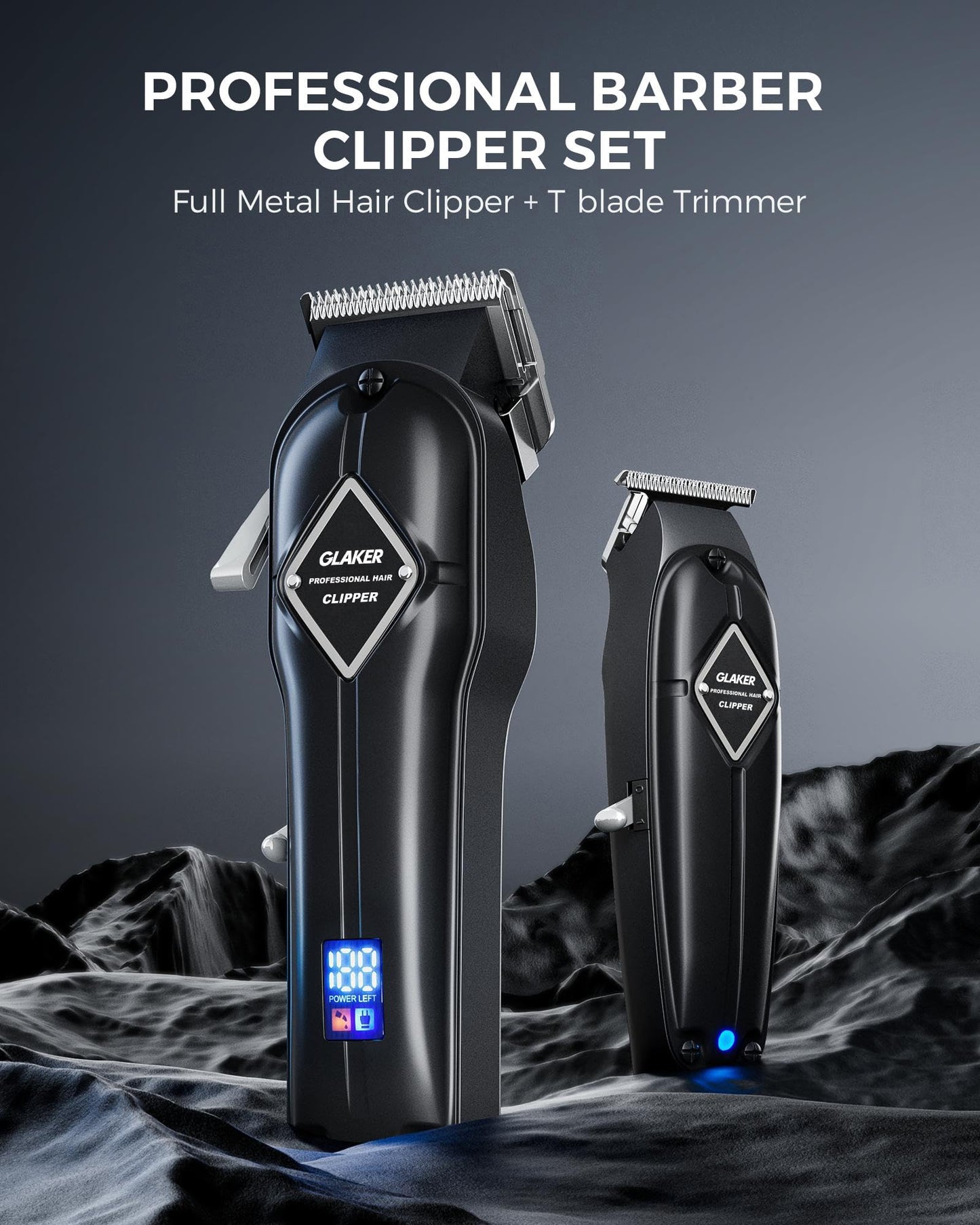 GLAKER Hair Clippers for Men Professional - Cordless Clippers and Trimmers Set, Complete Barber Kit for Hair Trimming & Beard Grooming, Mens Haircutting Kits for Blending & Fade Cuts (Green)