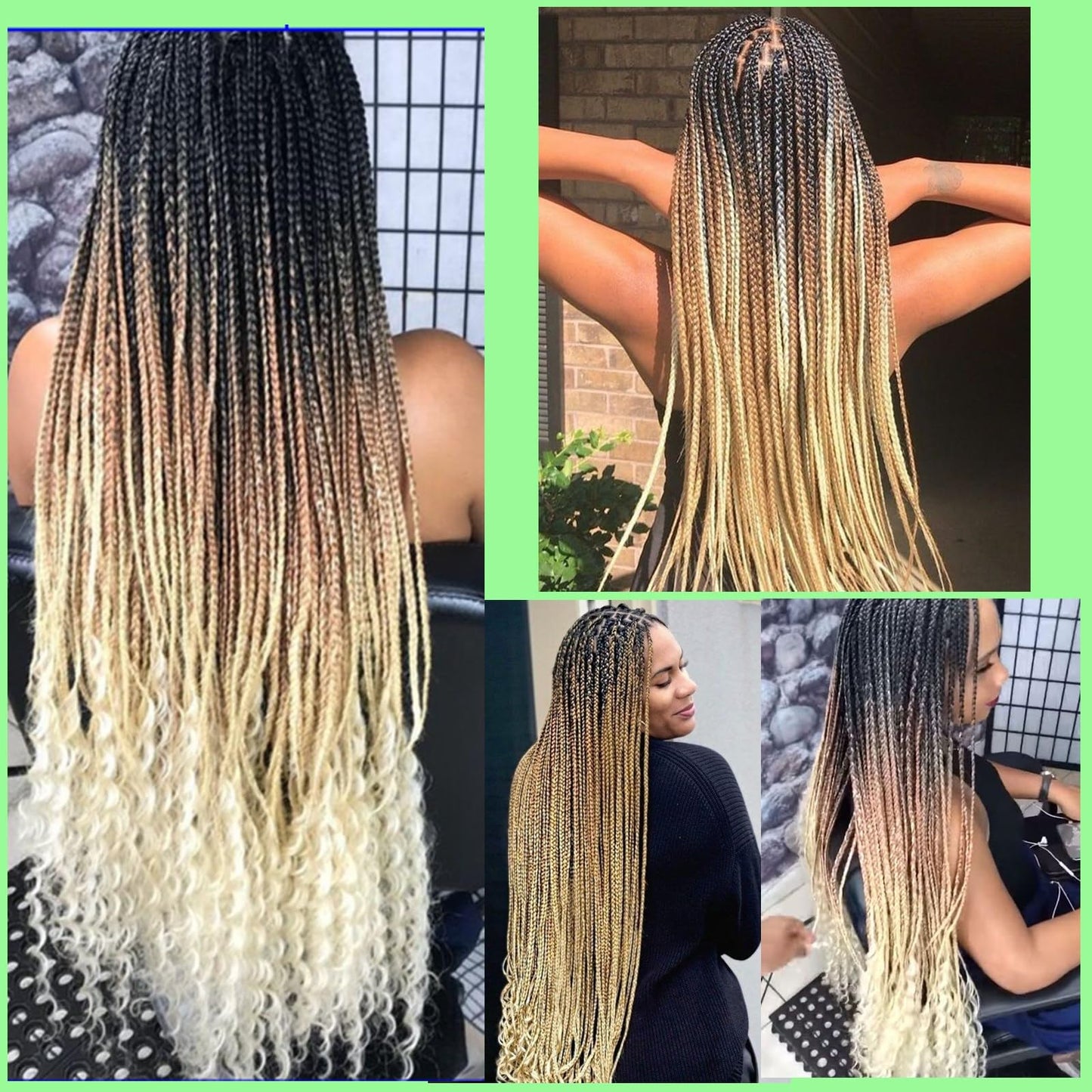 RUN SHUI Ombre Pre stretched Braiding Hair, 36 Inch 4 tones Braid Hair Extensions, 8 packs Multi Color Blend Braiding Hair Pre-stretched, Crochet Hair Braiding(36''-8packs, 1b/30/27/613)