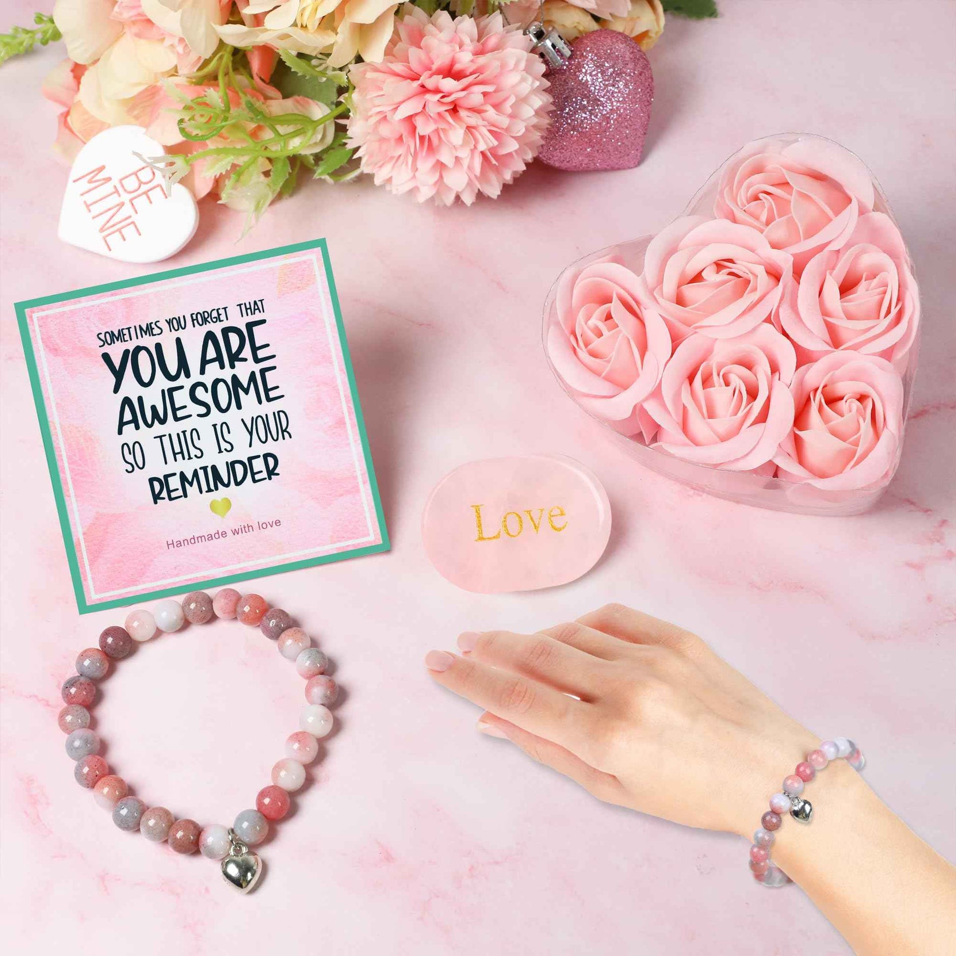 Gifts for Women, Mom, Wife, Girlfriend, Her, Sister, Grandma, Bestie - Happy Birthday, Christmas, Best Friendship Gifts, Unique Thank You Gifts - Rose Relaxing Spa Gift Self Care Gift Baskets Set