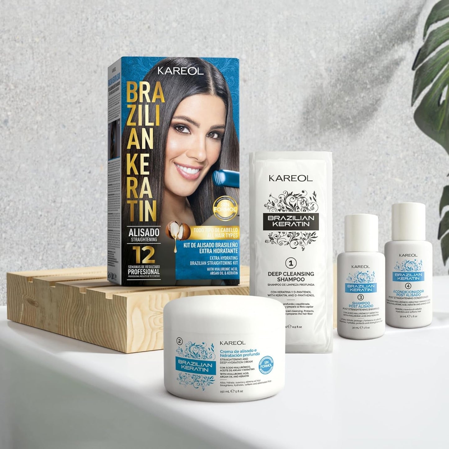 Brazilian Straightening Kit - Extra Hydrating Keratin Treatment with Hyaluronic Acid & Argan Oil | Formaldehyde Free