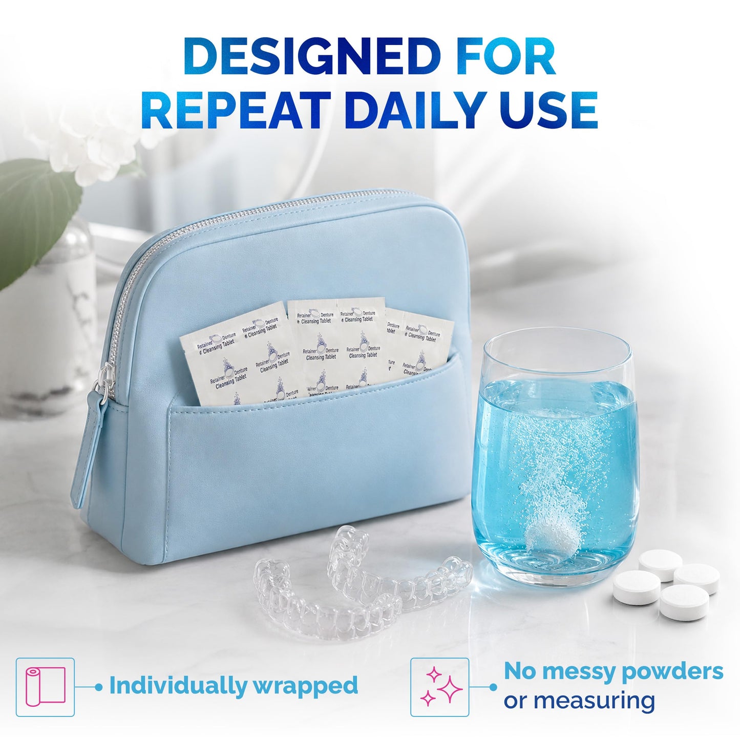Dental Duty Retainer Cleaner Tablets – Fast Invisalign & Denture Cleaning Tablets for Aligners, Retainers & Mouthguards – Removes Odor, Plaque & Stains in Minutes – 240 Count