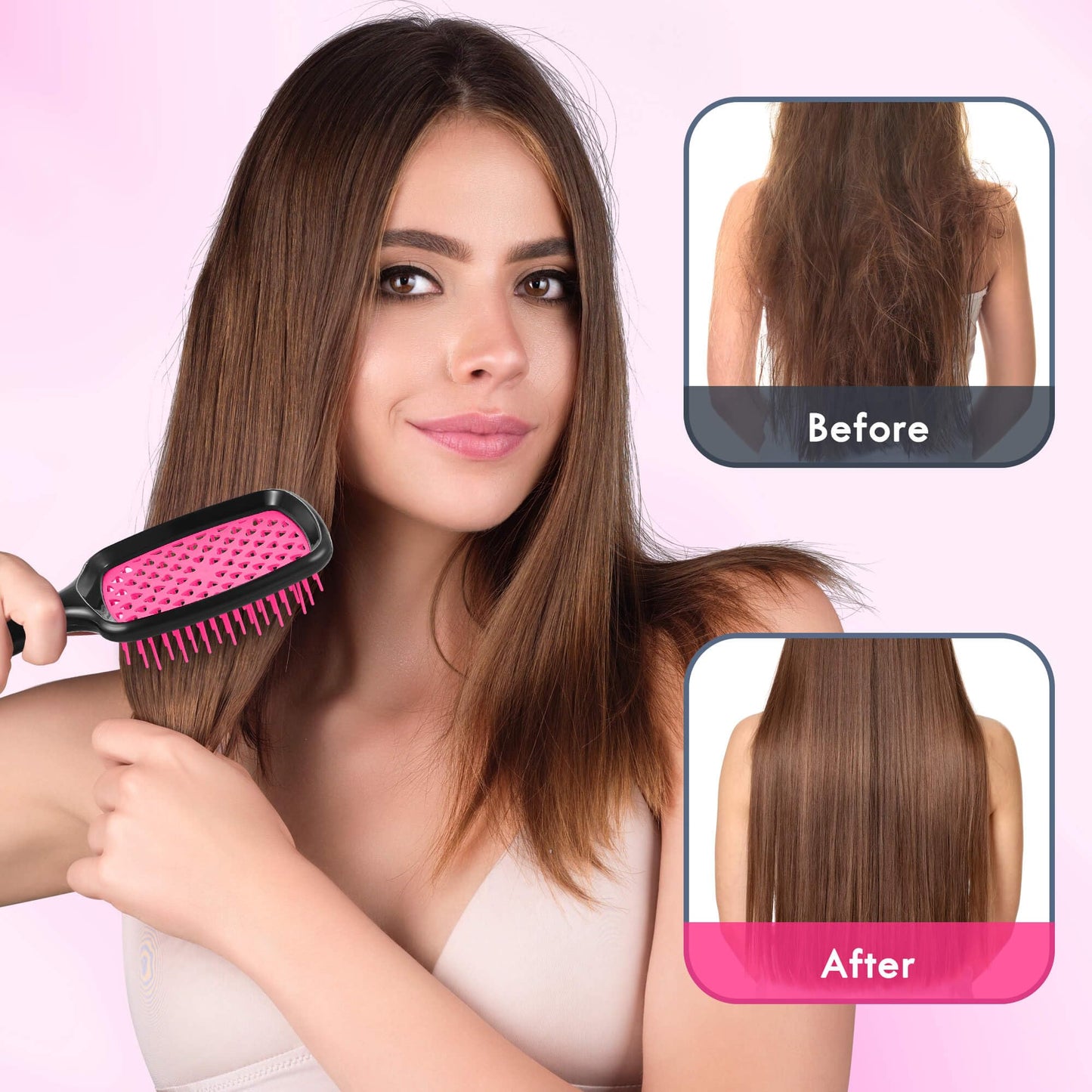 Aussumy 4 Pack Vented Detangling Hair Brush - Detangler Hairbrush with Soft Bristles for Effortless Tangle Free - Ideal for Wet Dry or Curly Damaged Hair for Women Men Kids