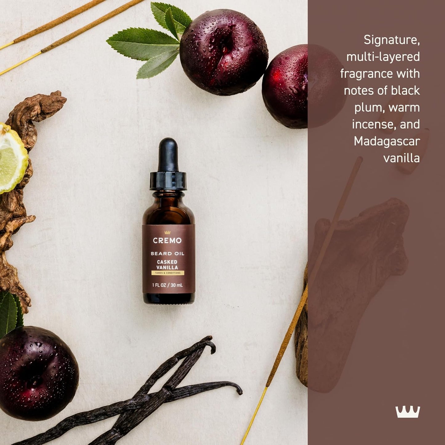 Cremo Beard Oil - Revitalizing Casked Vanilla, 1 Fl Oz | Moisturizes & Softens Beard, Relieves Itch