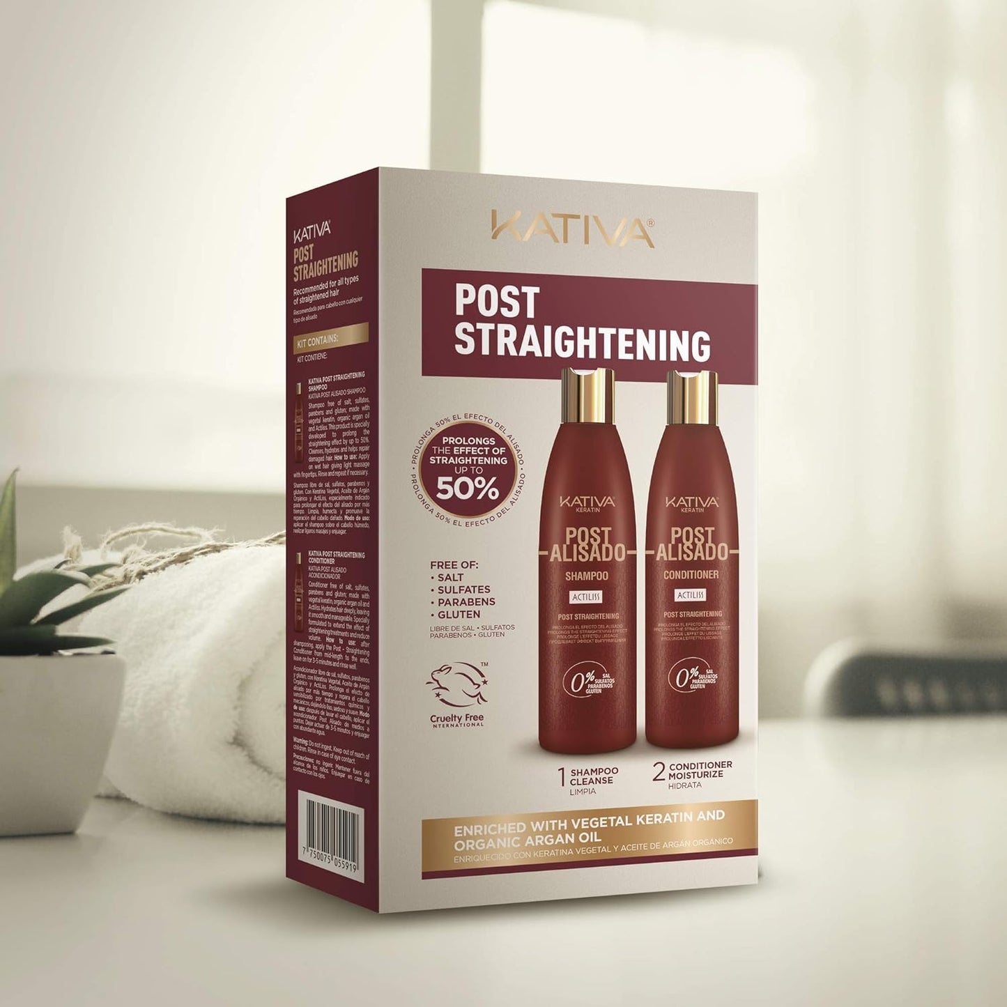 Kativa Keratin Post Straightening Shampoo & Conditioner - 8.45 Fl Oz | Prolong Smooth, Shiny Hair, Gluten & Sulfate Free