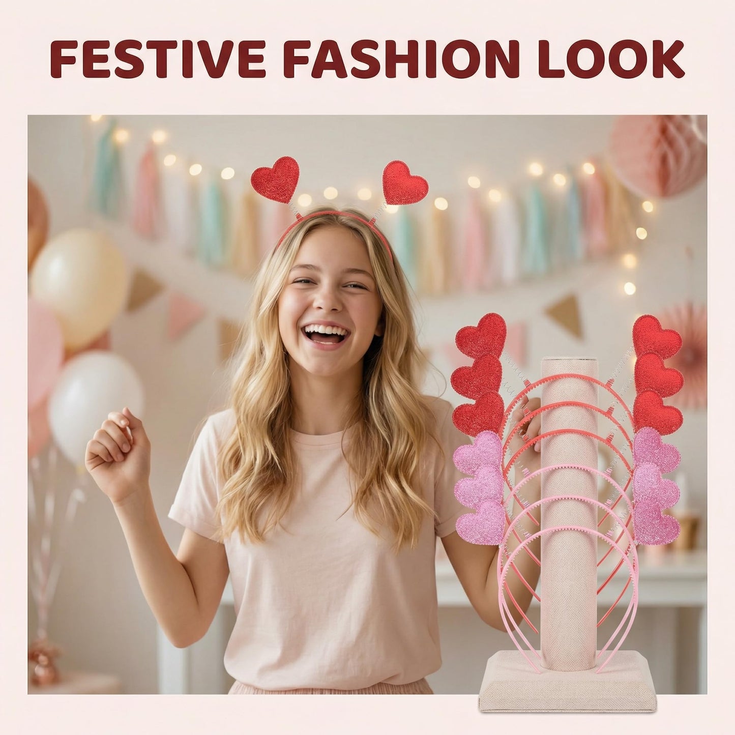 FOMIYES 12pcs Heart-Shaped Sequin Love Headbands Love Headpiece Cute Headgear Red Headband Red Decor Fashionable Valentine s Day Heart Headbopper Fabric Antenna Miss -shaped