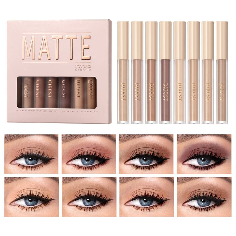 MAEPEOR Matte Liquid Eyeshadow - 8 Neutral Nude Colors, Smooth Creamy Finish, Waterproof, Long Lasting