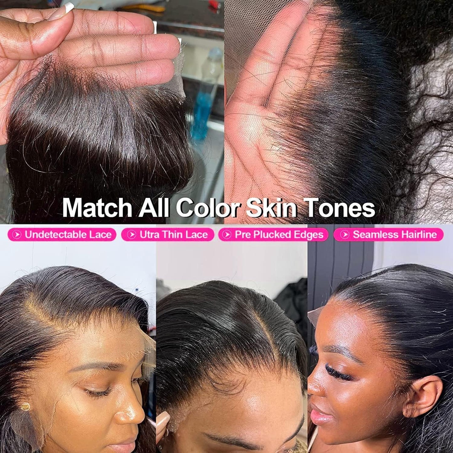 14 Inch 100% Real 2x6 HD Lace Closure Body Wave SKINLIKE Body Wave Closure Human Hair 0.1mm Ultra-thin Invisible Lace Swiss HD Lace Closure Pre Plucked Small Single Knots 100% Remy Human Hair