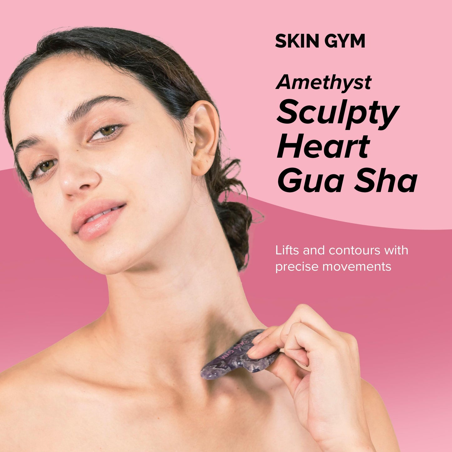 SKIN GYM Sculpty Heart Amethyst Gua Sha Face Sculpting Tool & Face Massage Tool, Anti-Aging Guasha Tool for Face Under Eye Bags, Puffy Eyes & Fine Lines | Face lifting, Face & Jawline Sculptor