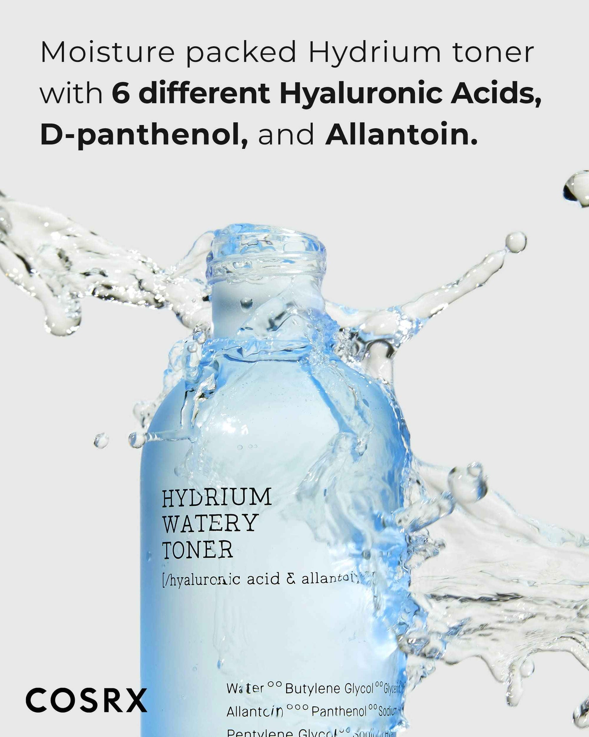 COSRX Hydrium Watery Toner, 150ml / 5.07 fl.oz | Hyaluronic Acid Moisturizing Korean Toner | Hyaluronic Acid, Allantoin, Panthenol | Korean Skin Care, Not Tested on Animals, Paraben Free