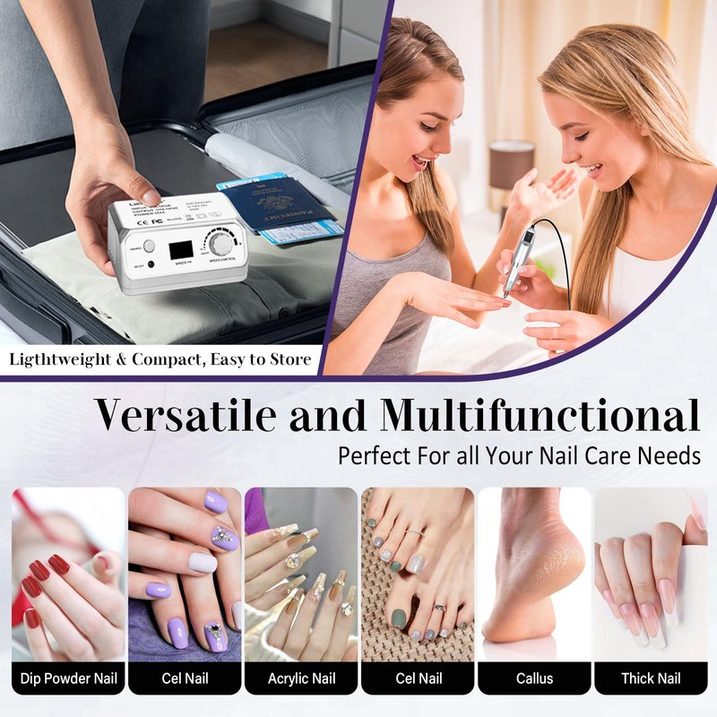 LIERKISS Professional Nail Drill 35000RPM Drill Nail Electric Nail File Dril Nails with 100pcs Sanding Bands and Nail Drill Bits for Acrylic, Gel Nail Manicure & Pedicure