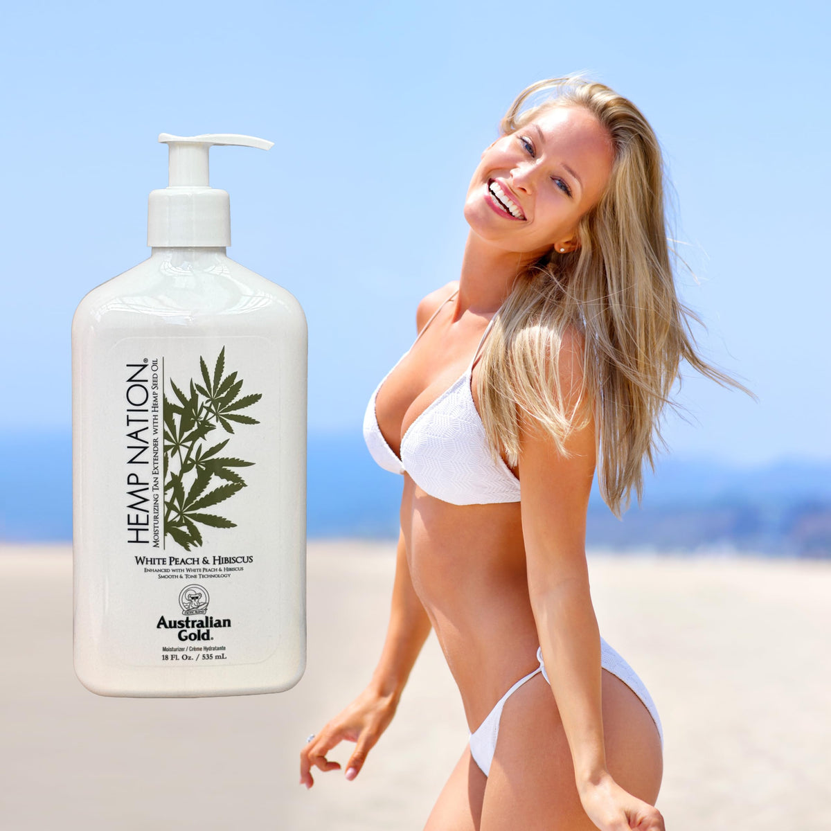 Hemp Nation White Peach Hibiscus Moisturizing Tan Extender 18 oz