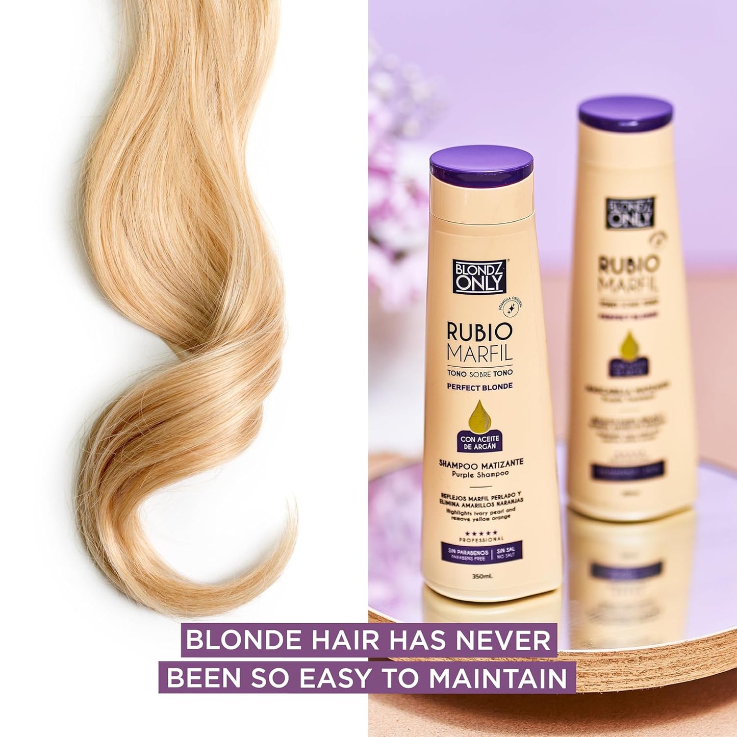 Purple Toning Shampoo for Blonde Hair - Eliminates Brassiness & Neutralizes Yellow Tones | Argan Oil Infused, 11.8 Fl Oz