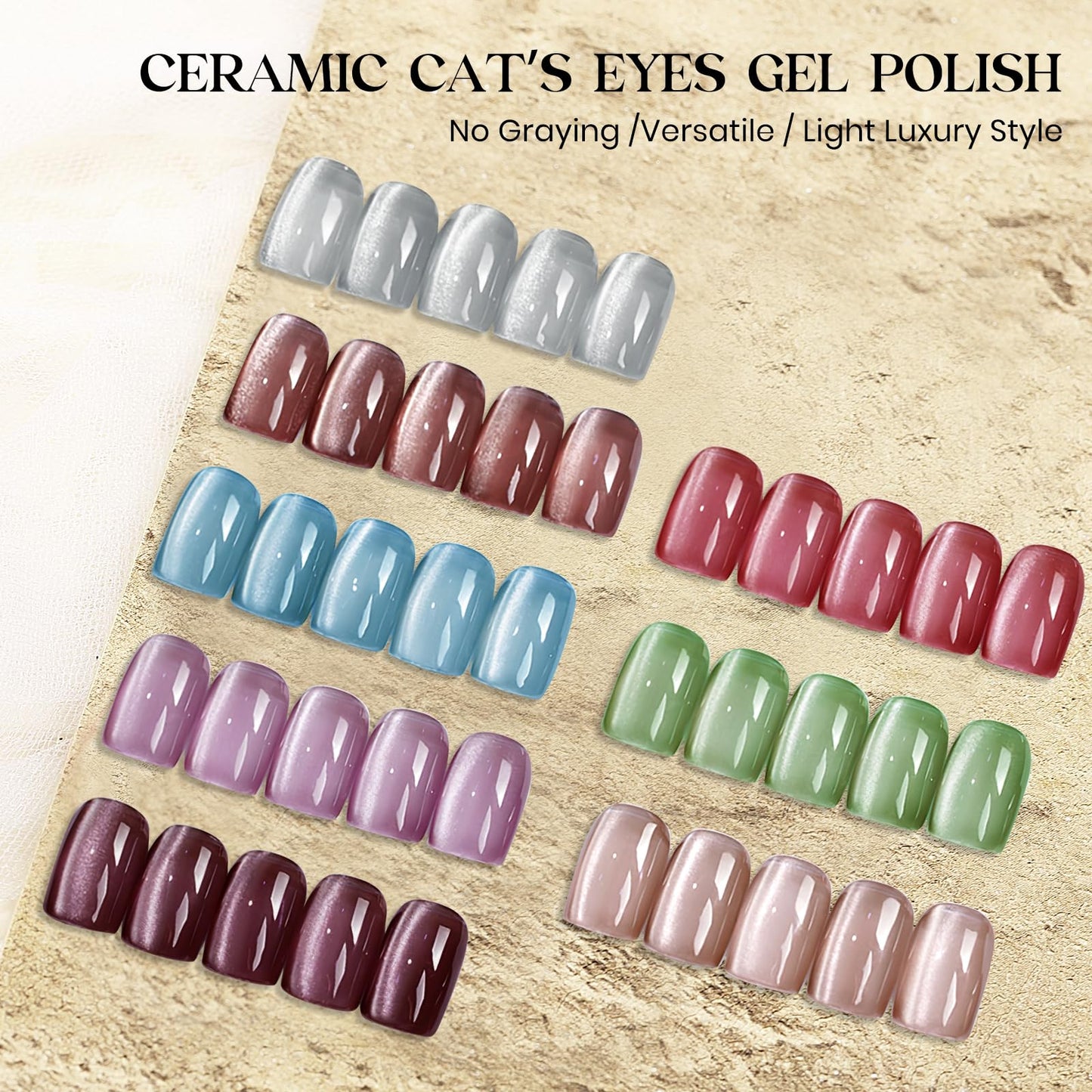 MIZHSE 8 Colors Cat Eye Gel Nail Polish, Glitter Magnetic Gel Polish Set