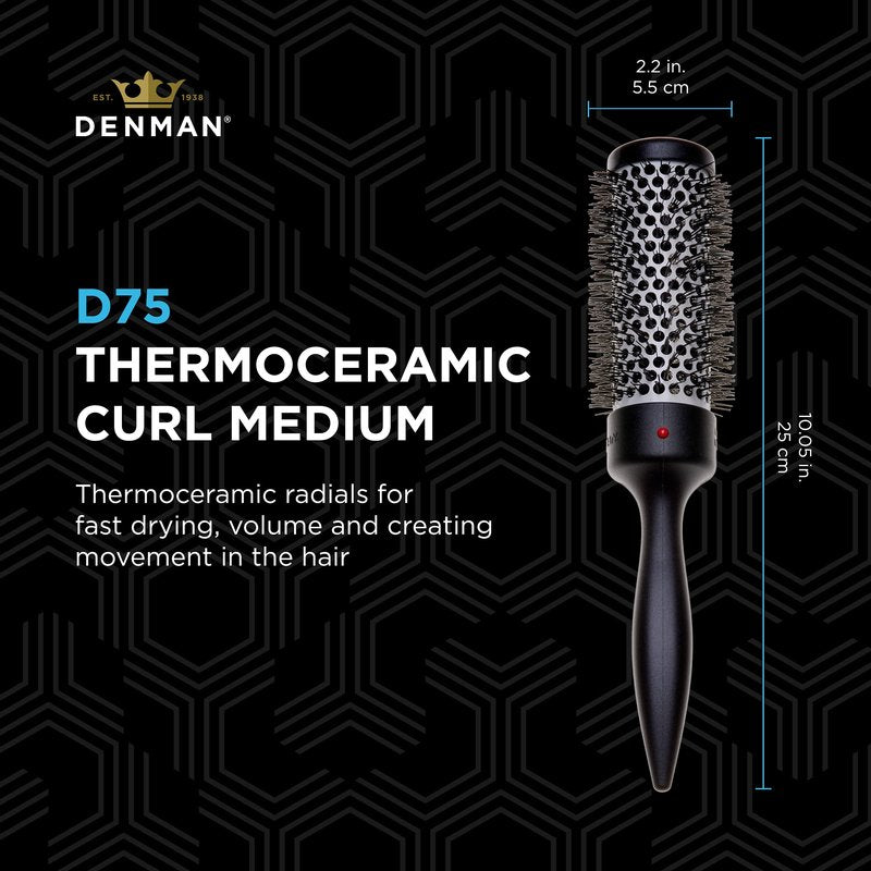 Denman Thermoceramic Curl for Faster Drying, Volumizing & Movement, D75