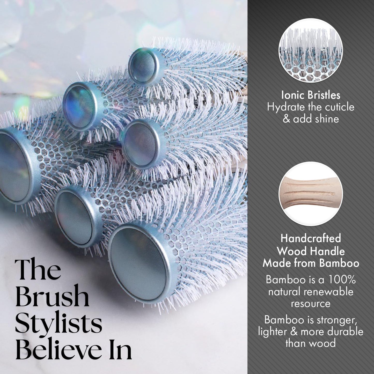 Olivia Garden EcoHair Thermal Bamboo Round Hair Brush - Not Electrical - Ceramic Blowout Brush for Normal to Thick Hair, 1 3/4"