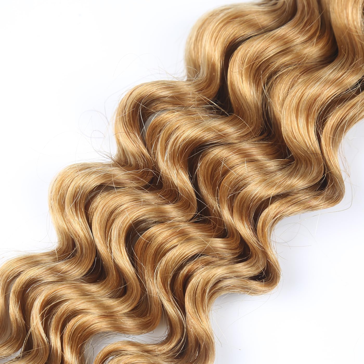 Braiding Hair Ubinica 27# Honey Blonde Deep Wave Bulk Human Hair for Braiding 2 Bundles Total 100g 16 Inch Deep Wave Bulk Braiding Hair for Boho Braids