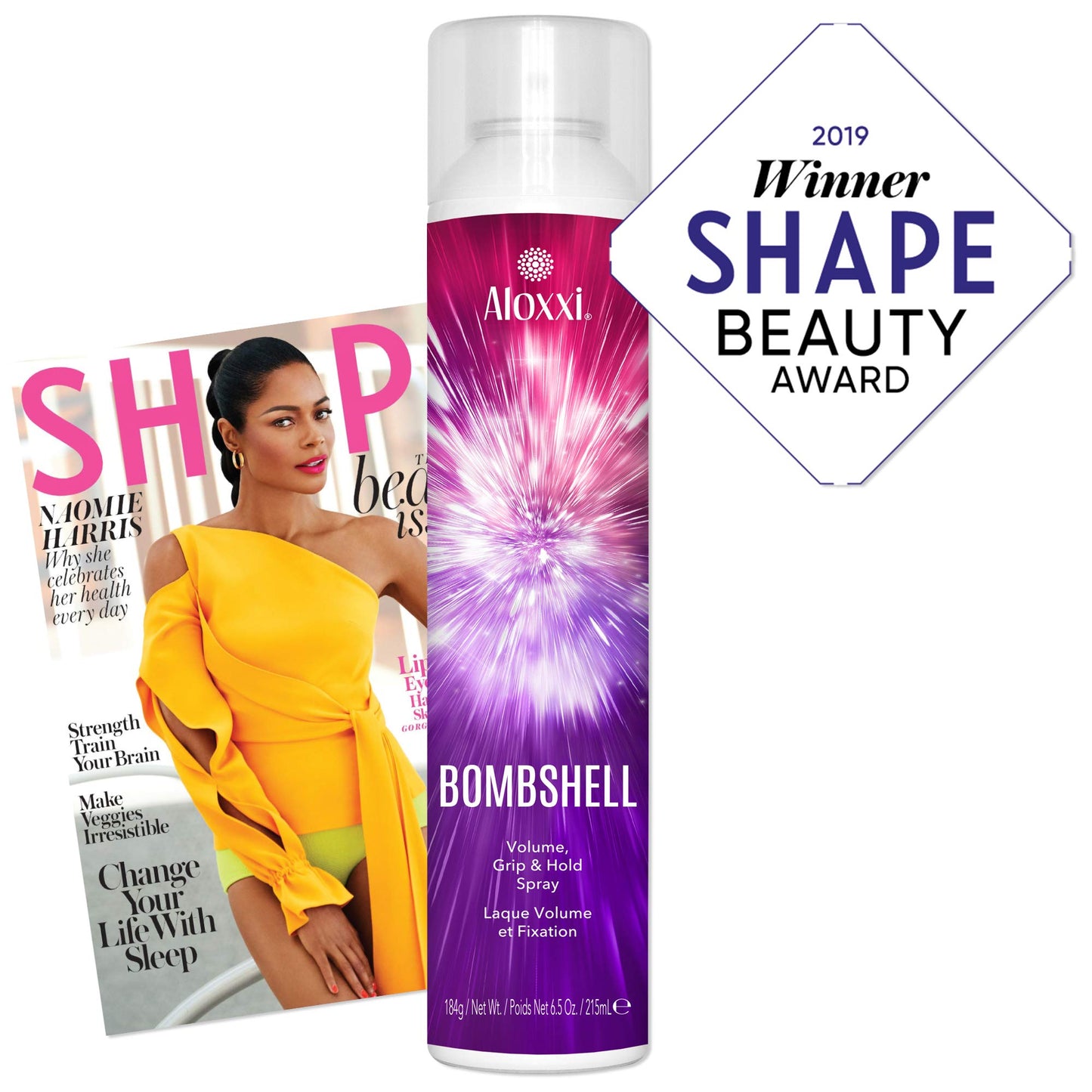 ALOXXI Bombshell Volumizing Grip Styler 3-in-1 Texturizing Hairspray & Dry Shampoo Adds Volume, Texture & Medium Hold Heat Protection up to 450F, 6.5 Oz
