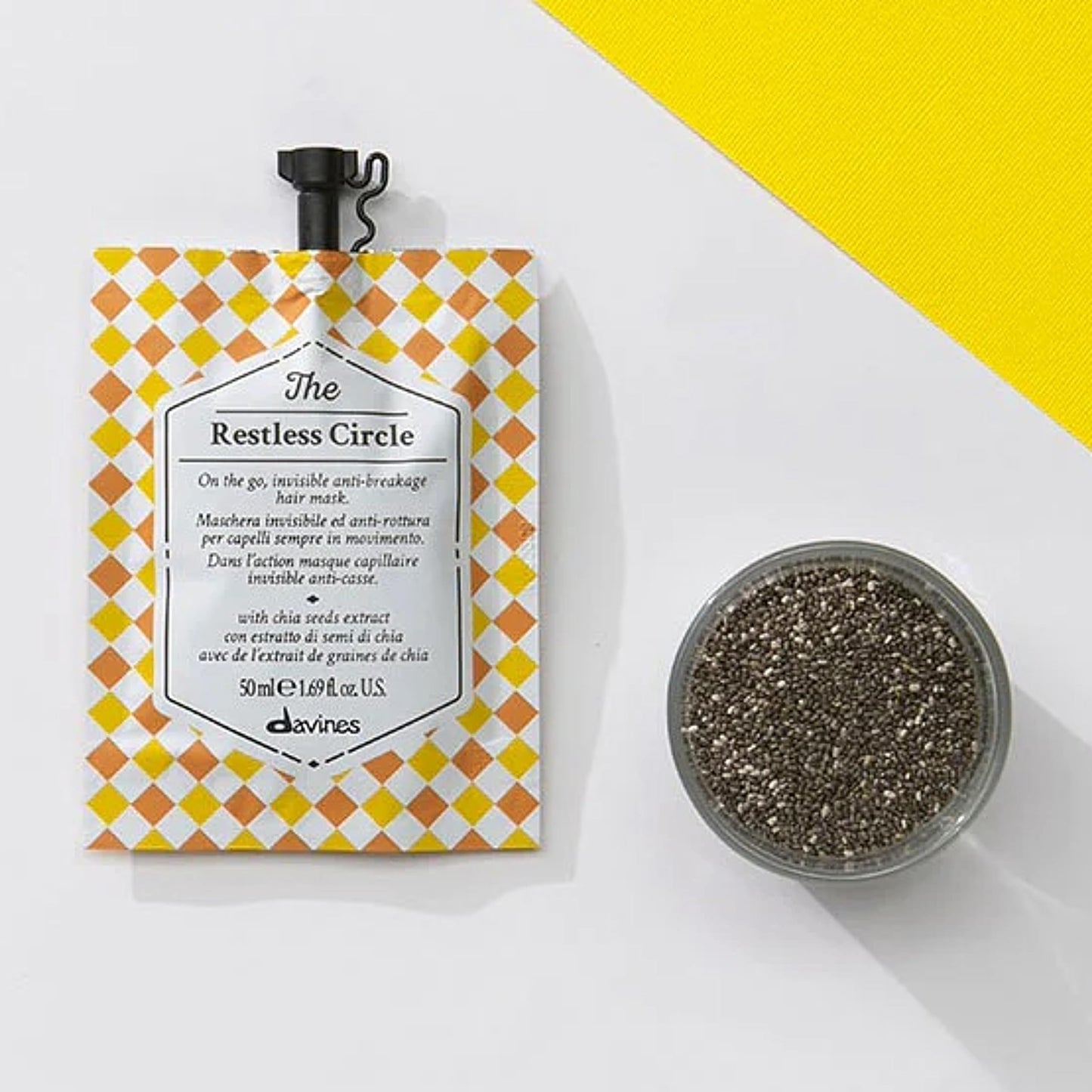 Davines The Restless Circle, Invisible Hair Mask for Active Lifestyles - Protects from Mechanical Damage & Breakage with Chia Seed Extract - Works During Exercise or Activity, 1.69 Fl Oz