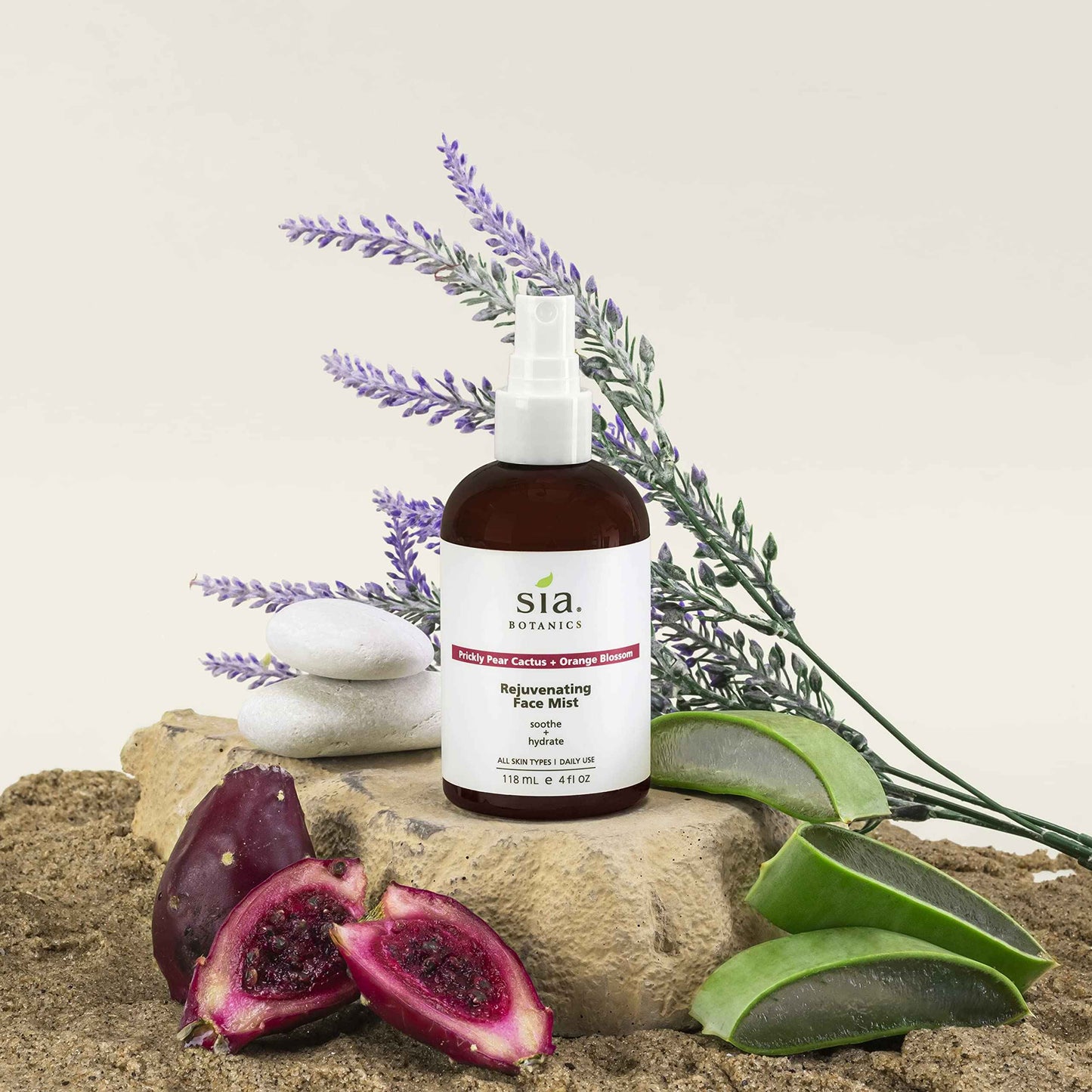 Sia Botanics Rejuvenating Face Toner Mist (118ml/4oz Bottle) | Facial Treatment w/Prickly Pear, Aloe Vera, Orange Blossom | Natural, Clean, Botanical Skincare for Women