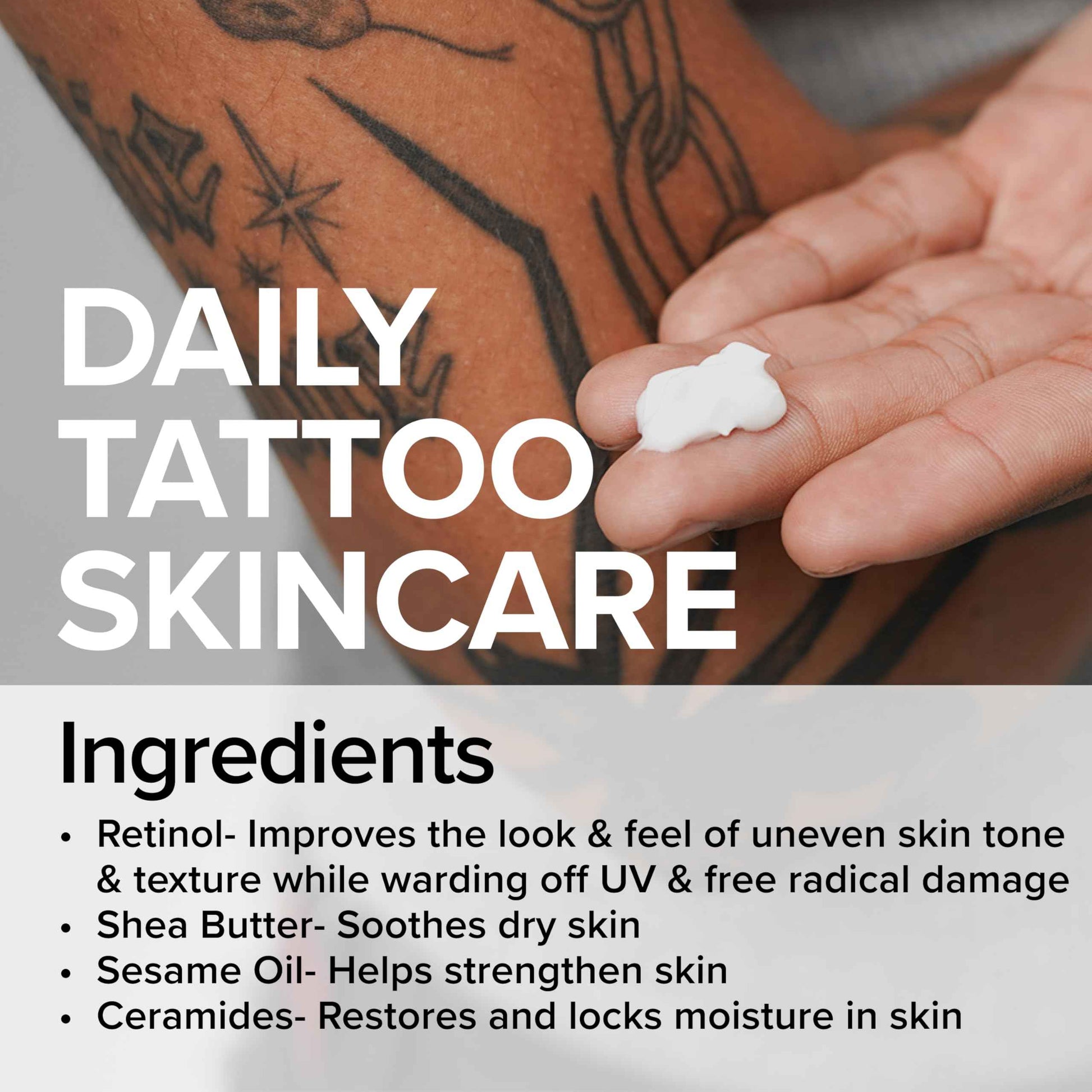 Mad Rabbit Replenish Tattoo Body Lotion - Fragrance-Free Lotion, Non-Greasy & Silicone-Free, Clean Ingredients, Lightweight for Daily Use (3.4 Fl Oz)