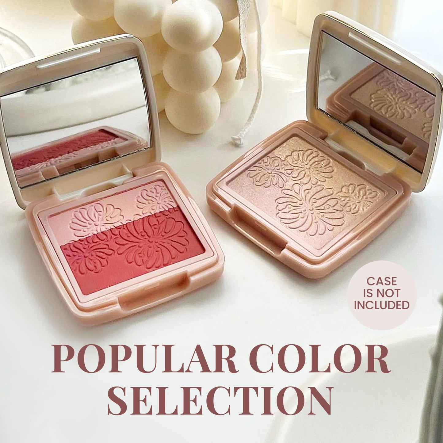 Paul & Joe Pressed Blush Palette Refill Only, Case Sold Separately, Oil-Absorbing Blush Powder, Bi-Color Face Blushes with Fitting Veil Powder, Light Rose and Light Pink, 03 Lit De Princesse, 0.17 oz