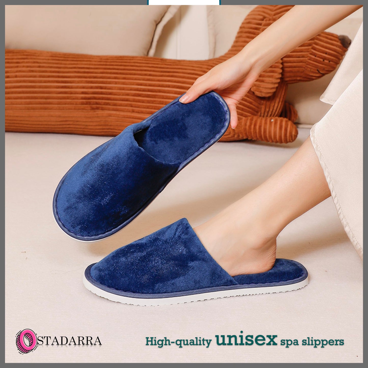 OSTADARRA 6 Pairs Spa Slippers, Non Slip Disposable Slippers For Guest, Washable Reusable, Which Can Be Used As Women Men, House, Indoor, Bathroom, Bedroom, Hotel, Bride Slippers (2 sizes)