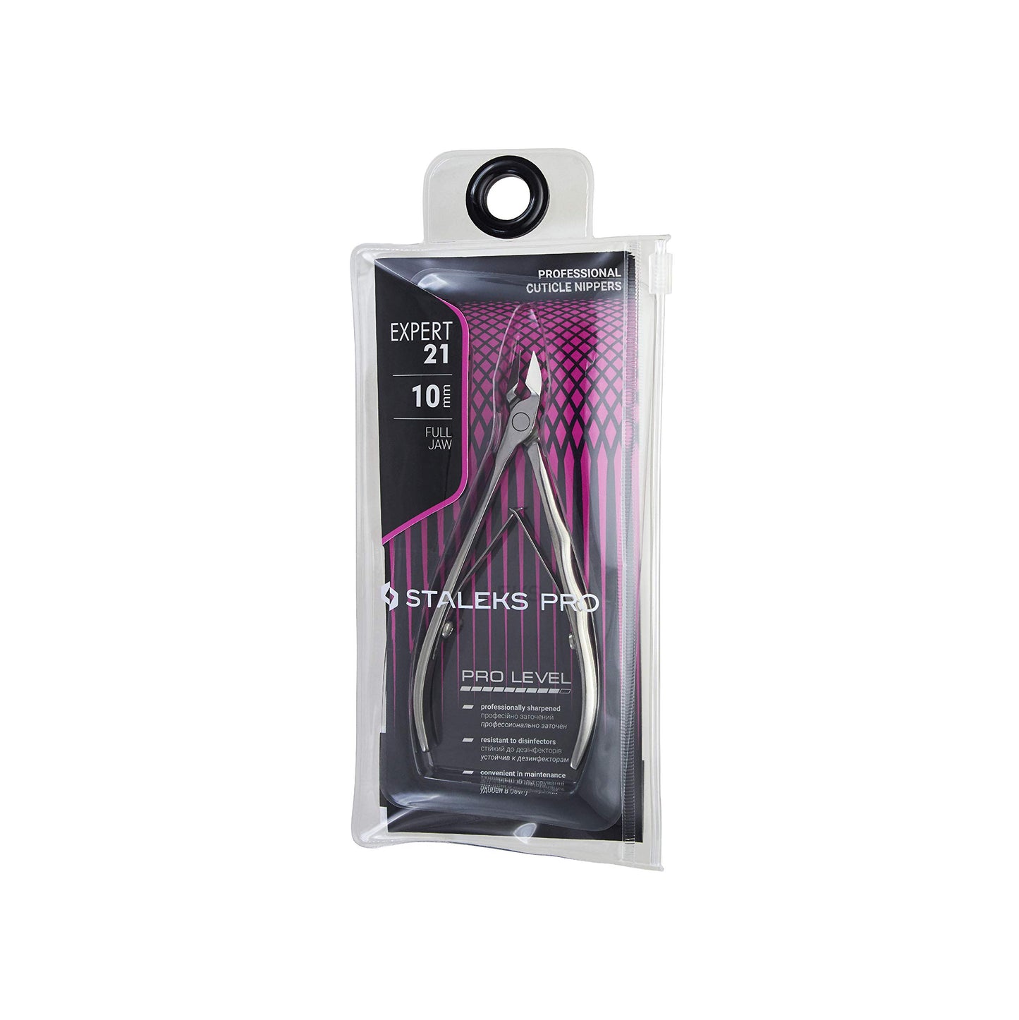 Staleks EXPERT 21 Cuticle Nippers 10 mm – Elongated Handles with Grooved Grip – Inclined Narrow Blades for Precise Work