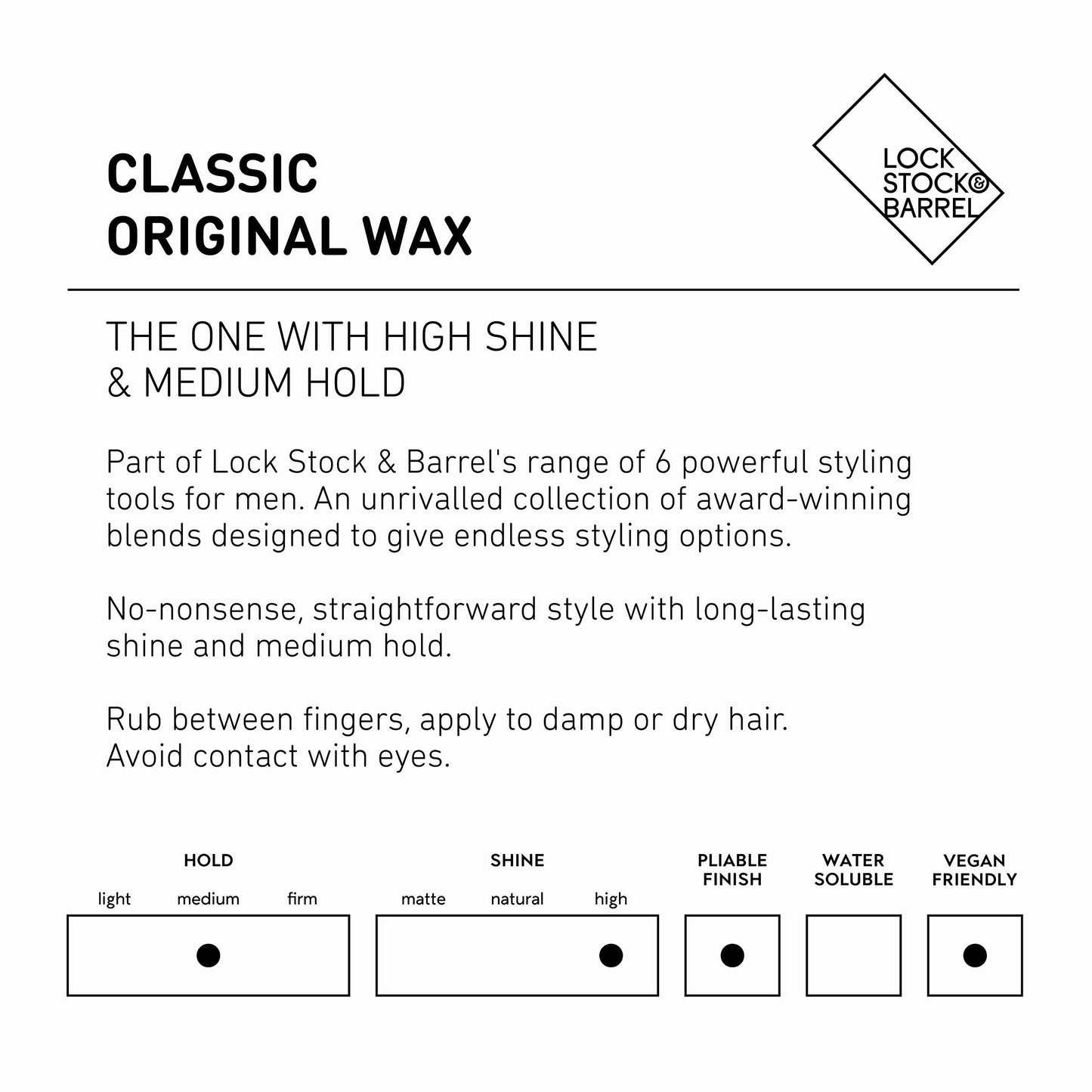Lock Stock & Barrel Classic Original Wax For Men 100 g