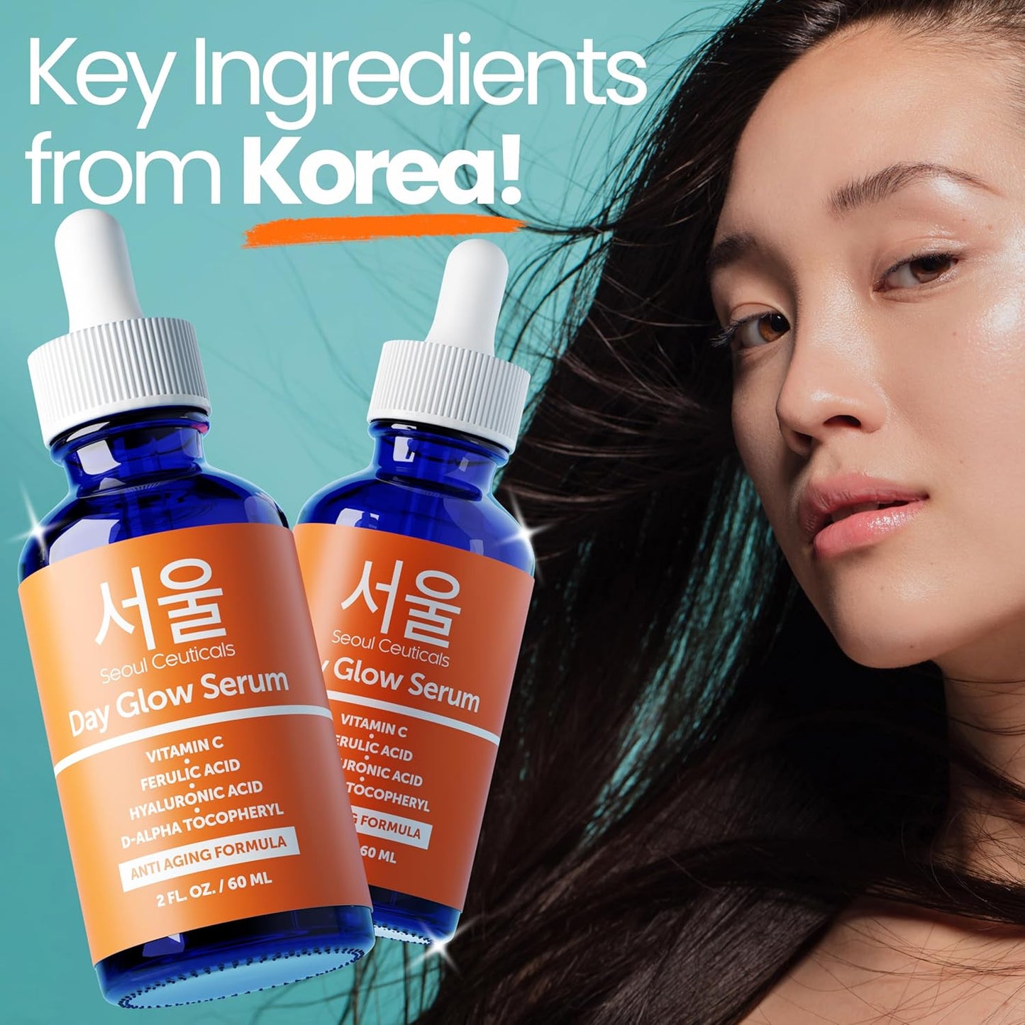SeoulCeuticals 20% Vitamin C Serum with Hyaluronic Acid - Anti-Aging K-Beauty Skincare | 2oz