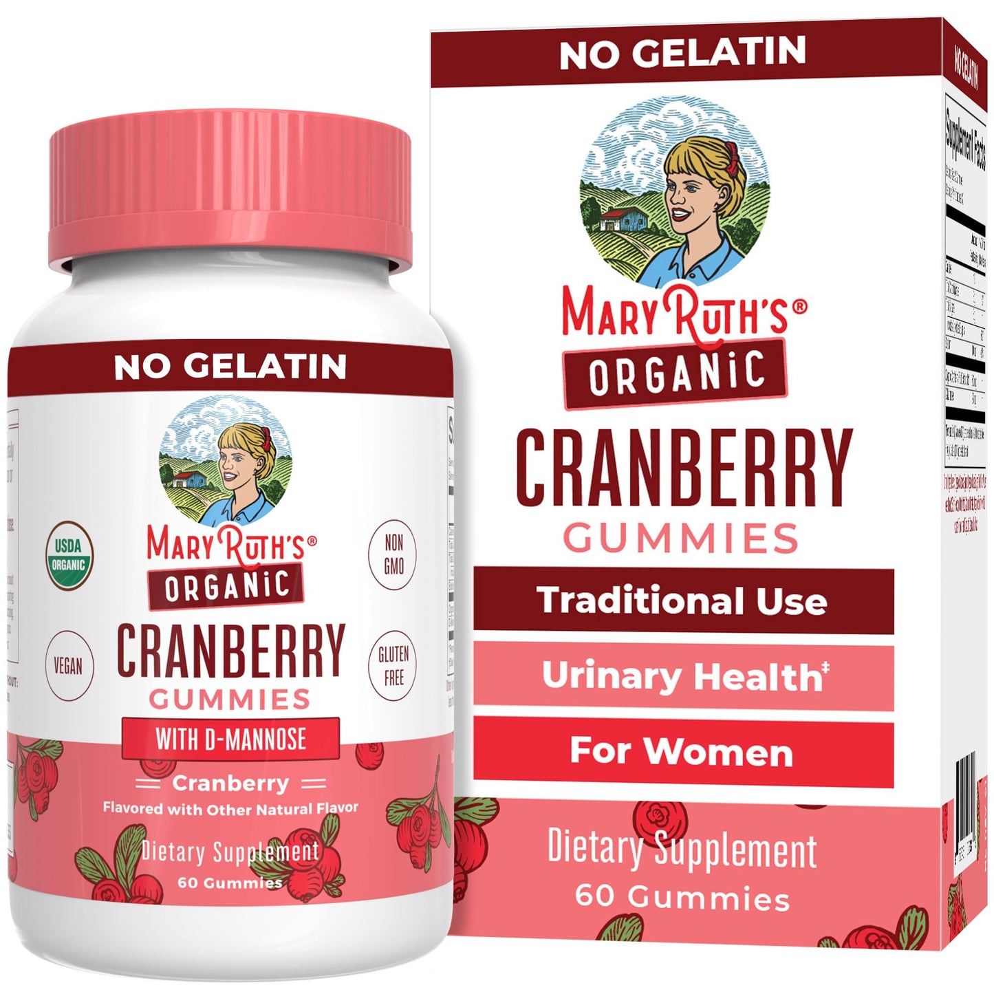MARYRUTH'S Organics Organic Cranberry Gummies - 500mg Supplement | Urinary Tract Health for Women | with D Mannose | Traditional Use | USDA Organic | Vegan | Non GMO | 30 Servings