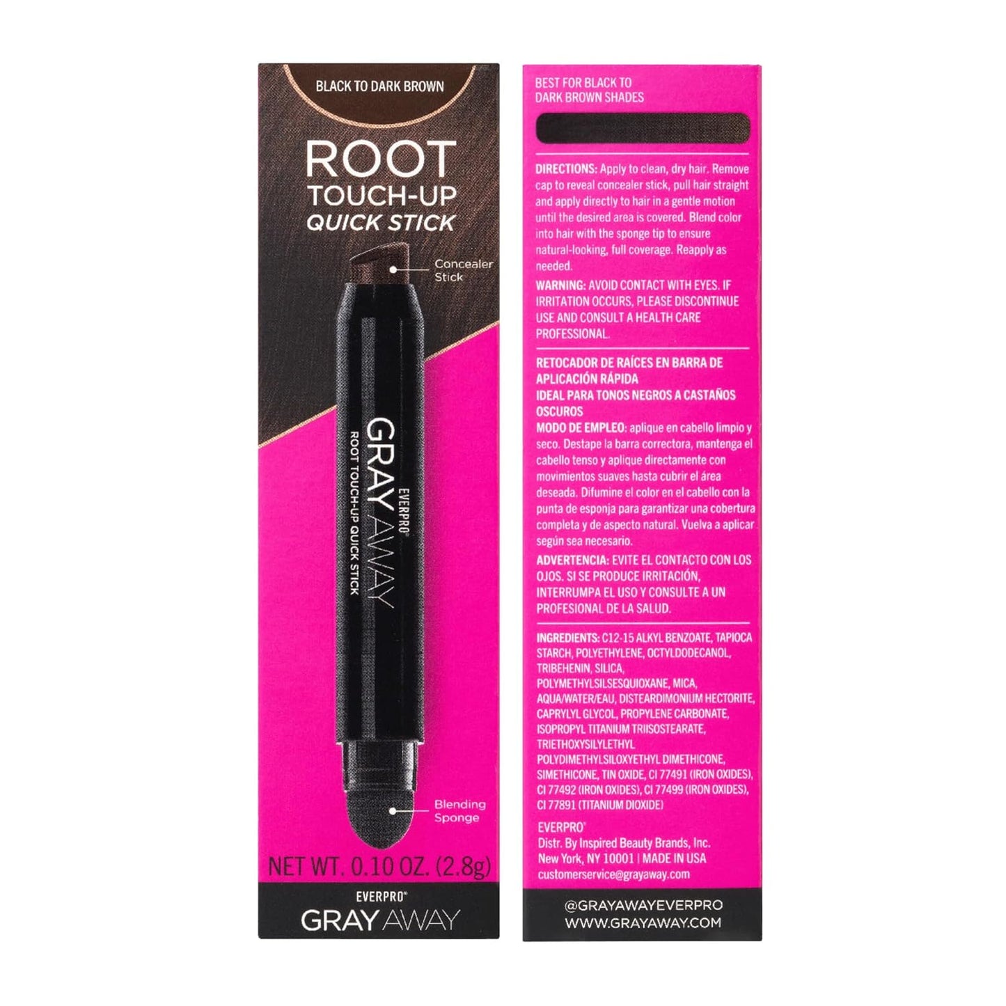 Gray Away Root Touchup Stick - Black/Dark Brown, 0.1 Oz | Instant Hair Color Solution