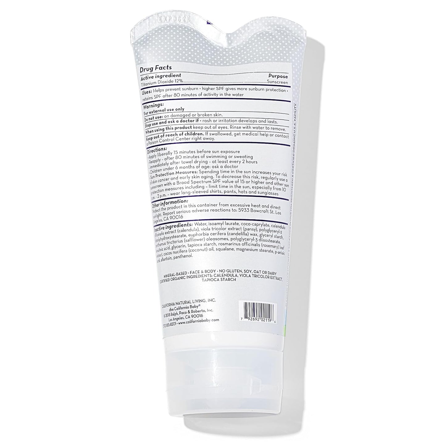 California Baby Super Sensitive SPF 30+ Sunscreen - Unscented Mineral Formula for Baby Face & Body | 6oz (170g)